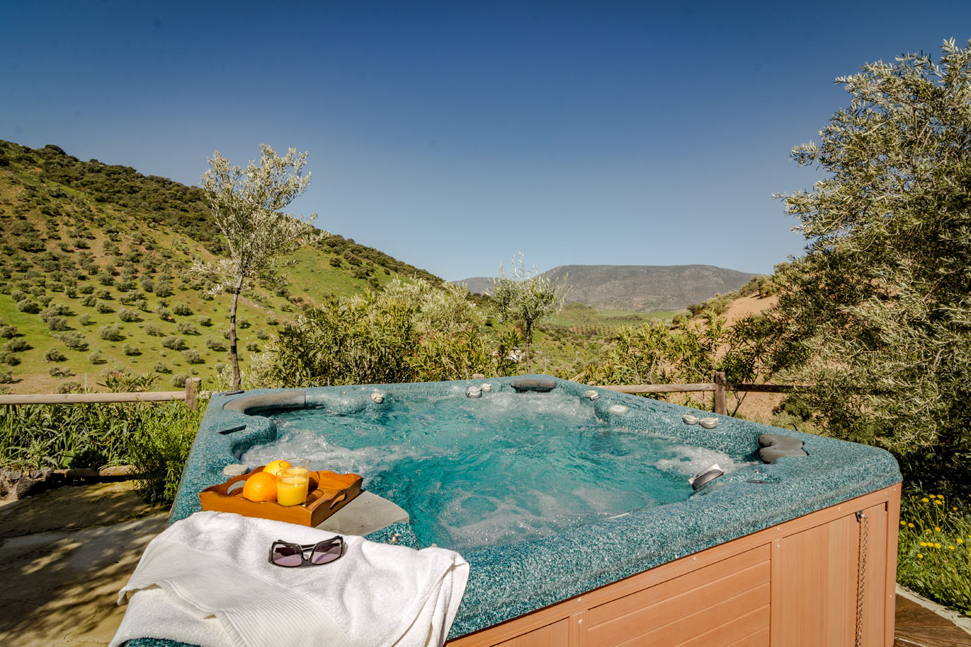 The unheated jacuzzi is lovely during the hotter months