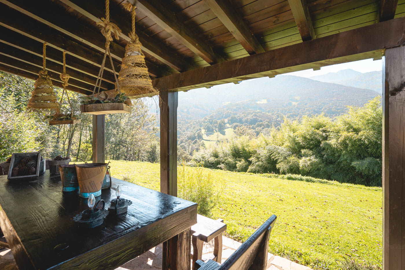 Traditional porch with views