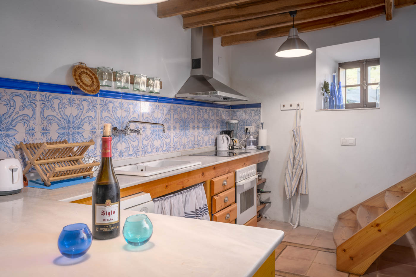 Kitchen (in the corner is second staircase up to bedrooms) 