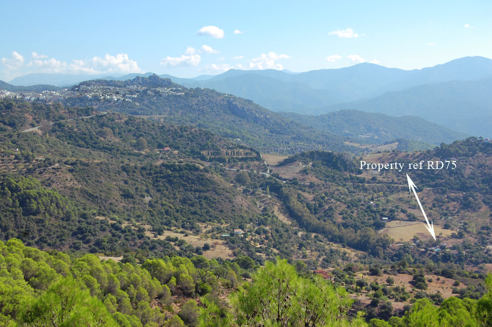 Villa location looking east. Gaucin is high up on the left