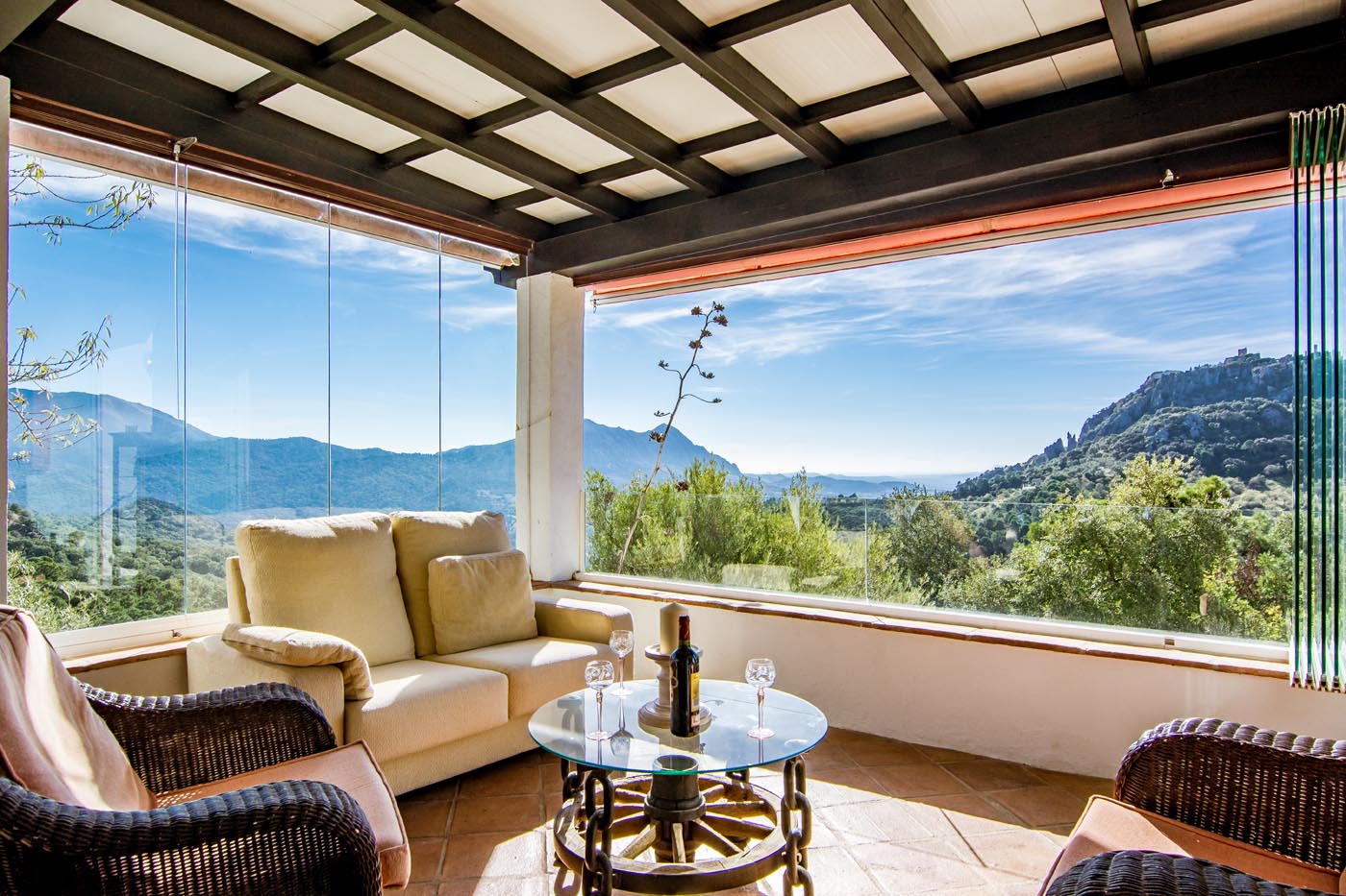 Sliding glass panels in conservatory 