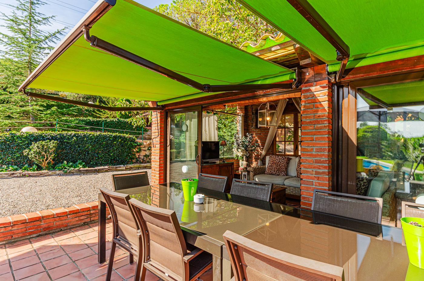 Awnings by pool house