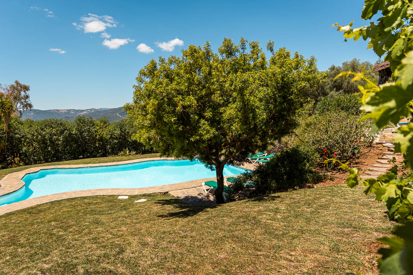 Garden Bedroom on the right with pool below