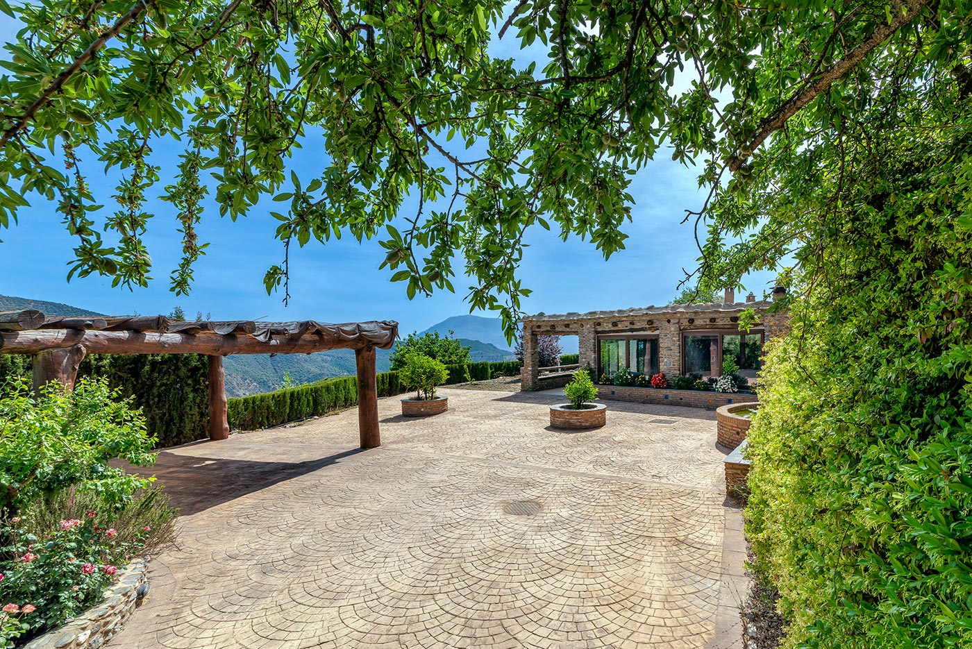 Parking area with large entrance