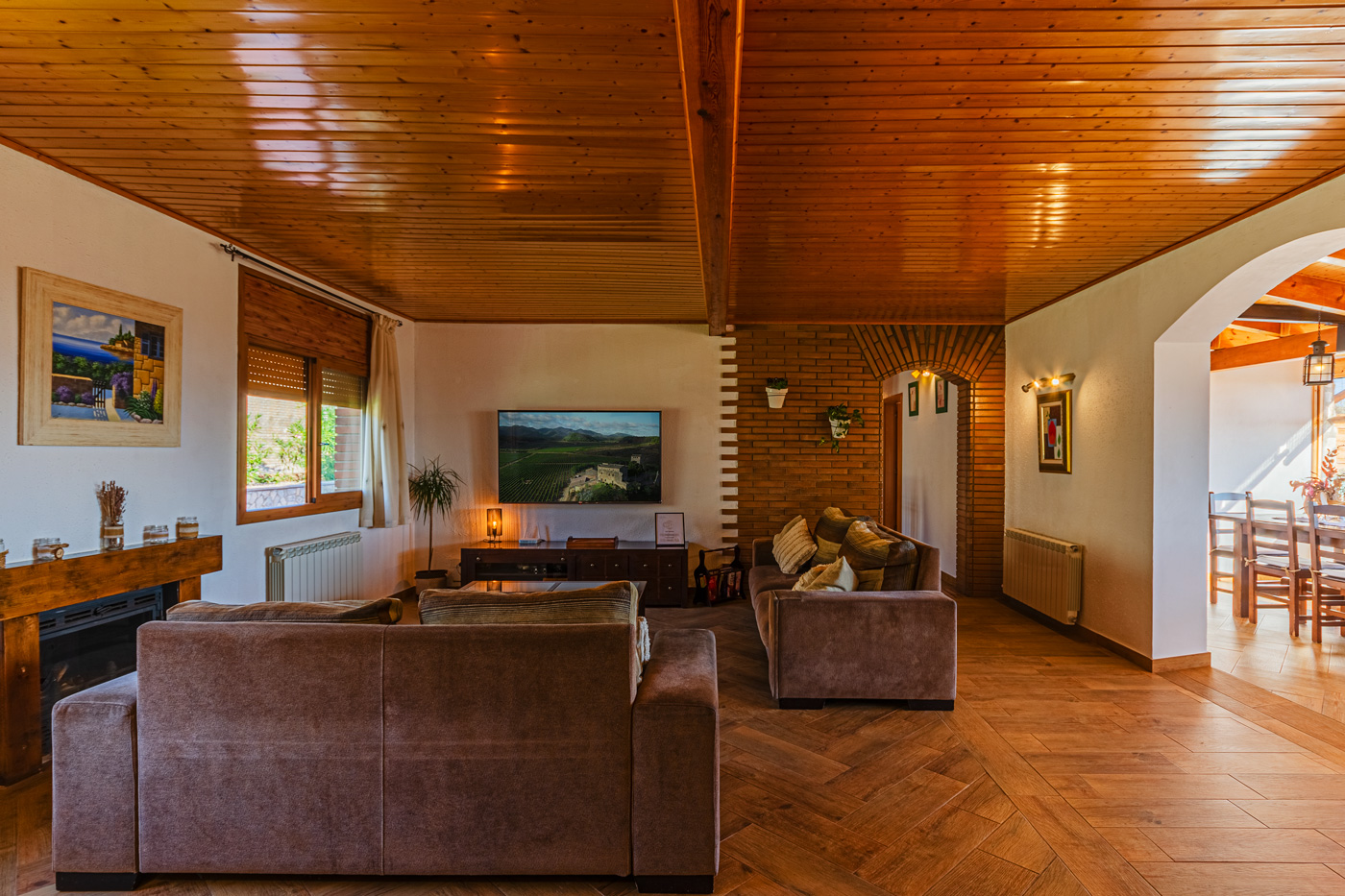 Living area with glass panelled terrace
