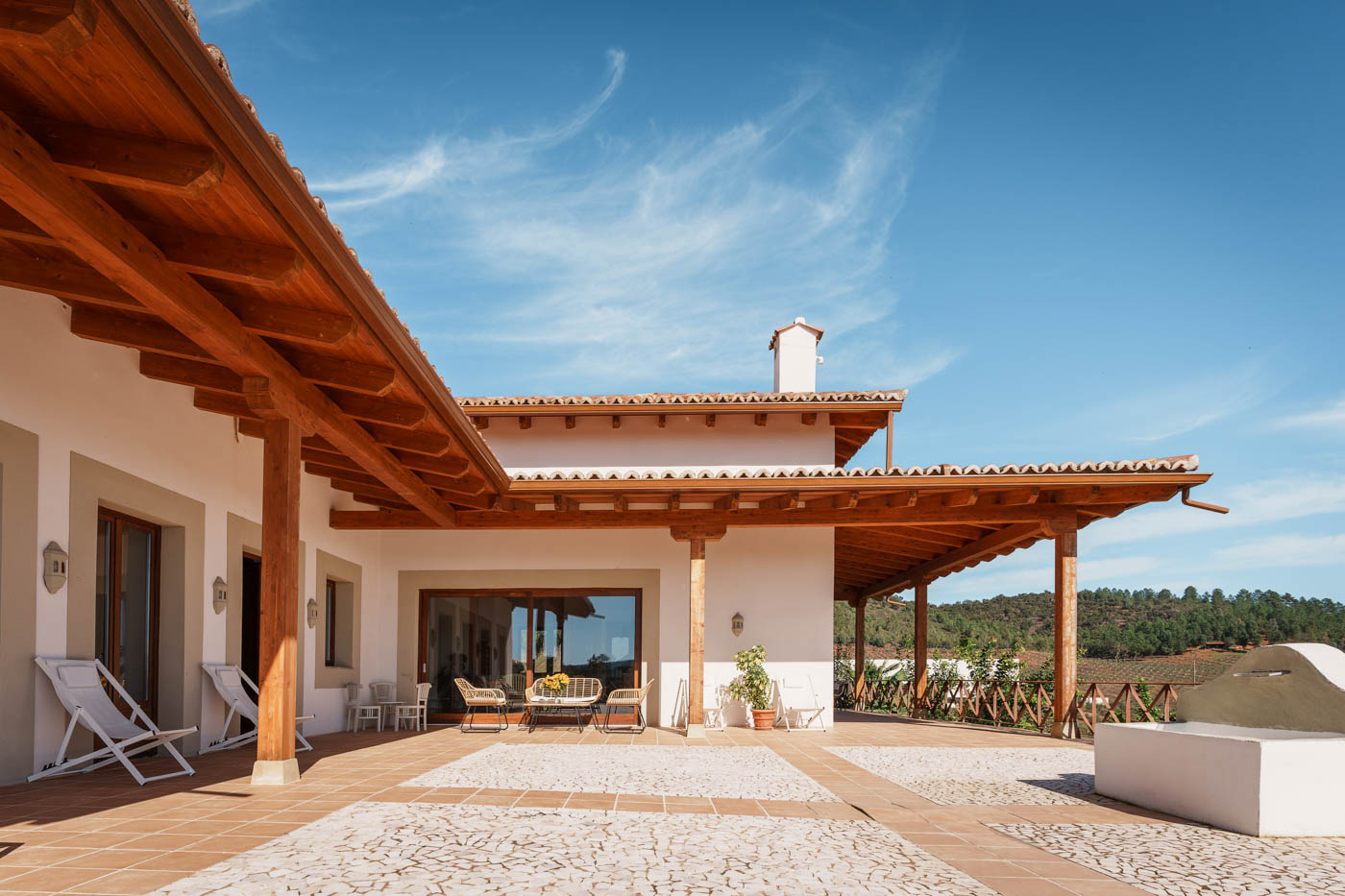 Every space has doors to the furnished porch