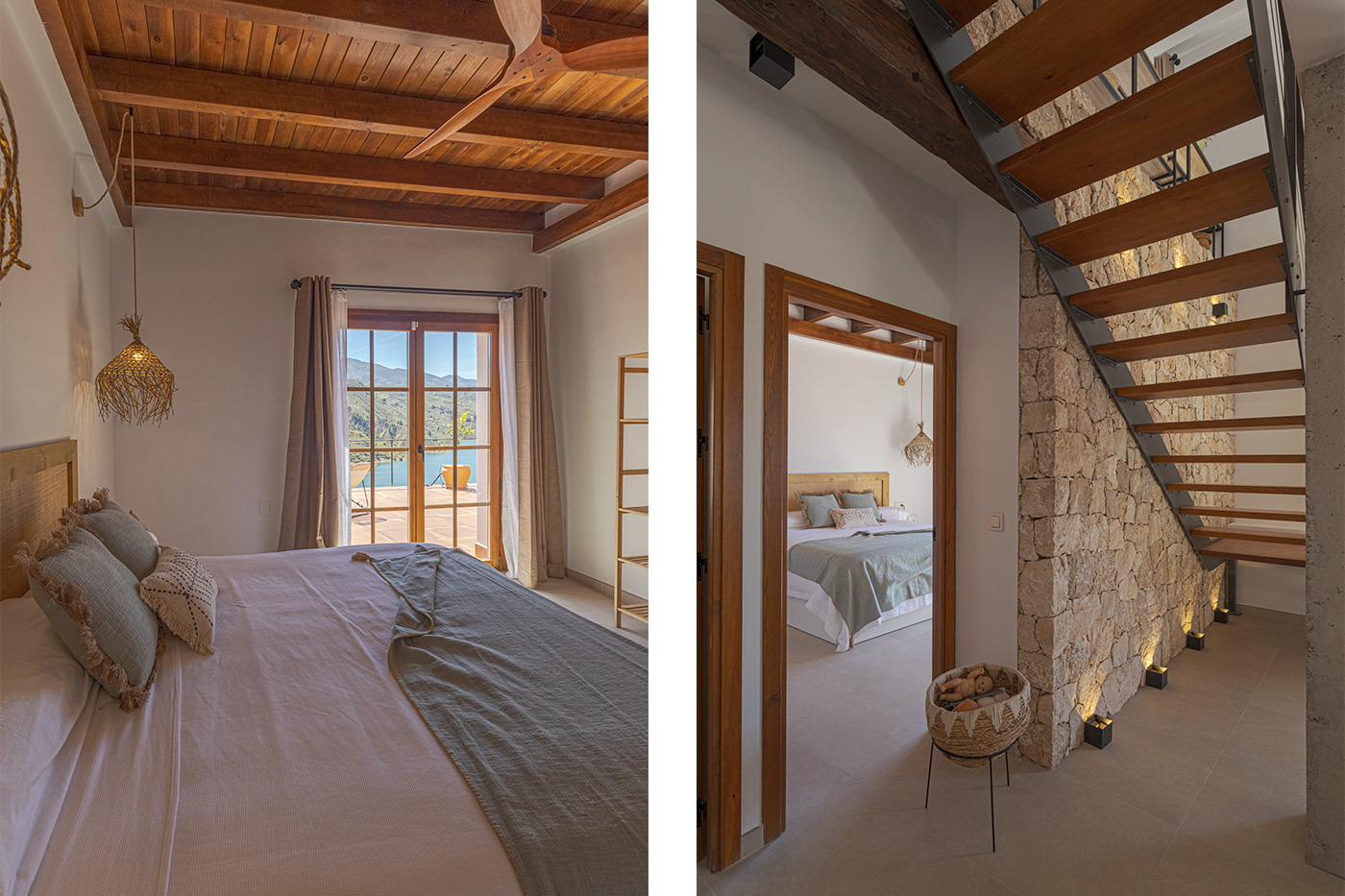 Ground floor bedroom and stairs to attic bedroom