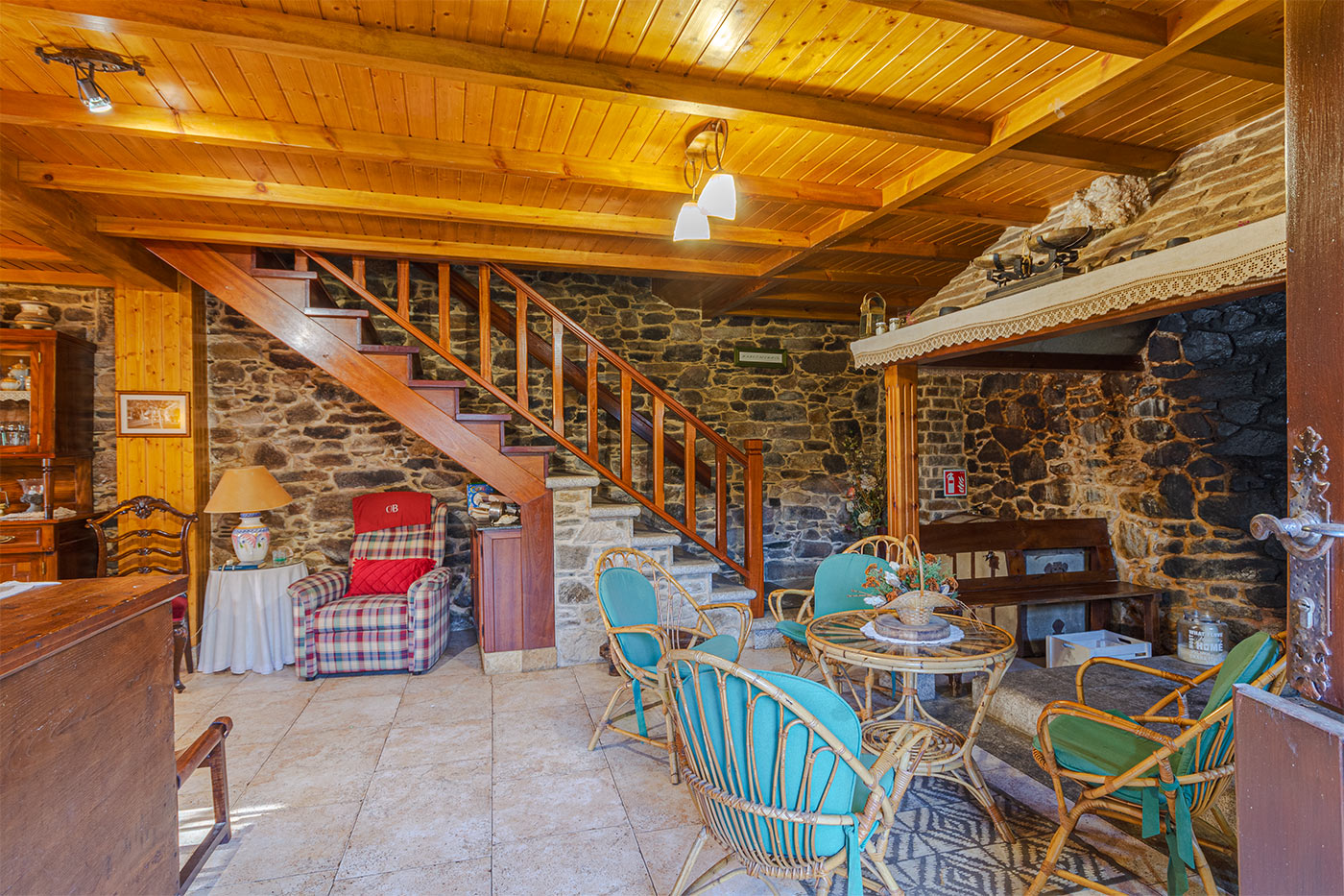 Stairs from living room to first floor