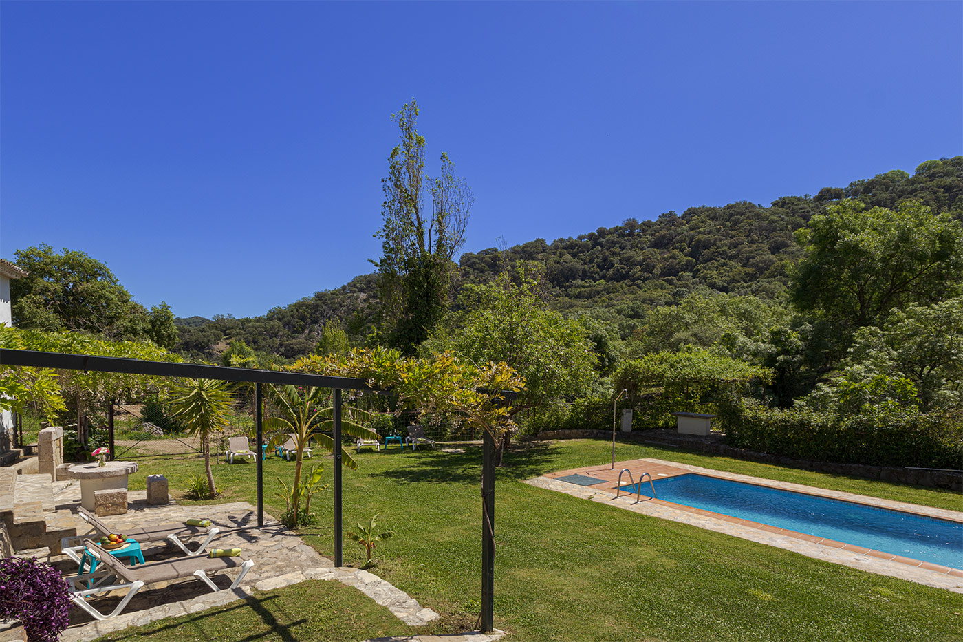 Pergola with sunloungers 