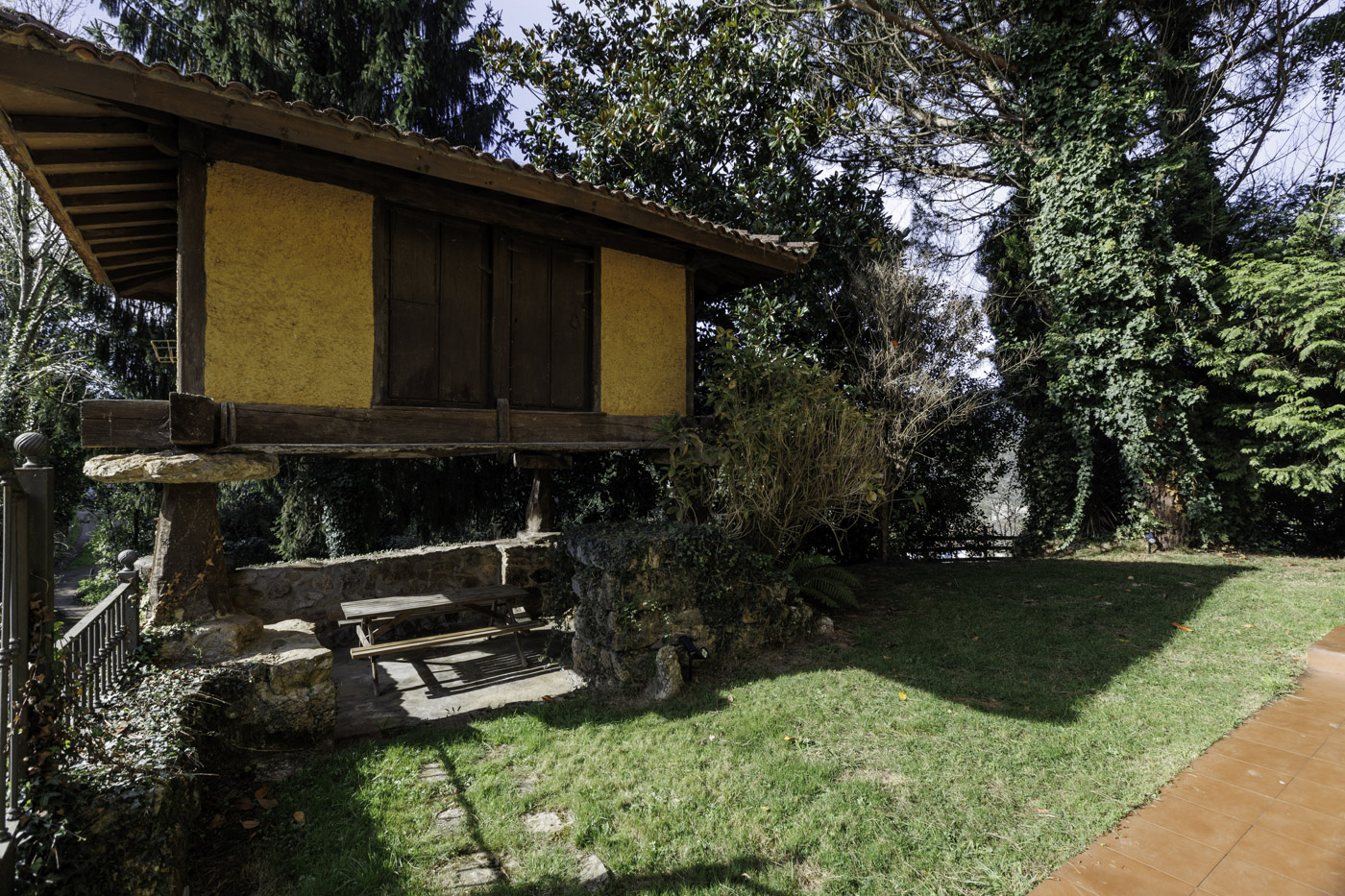 Tradition grain storage has a seting area underneath