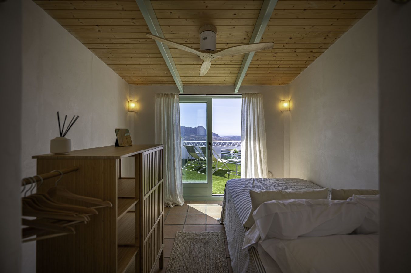 The single bedded room has access to its own terrace