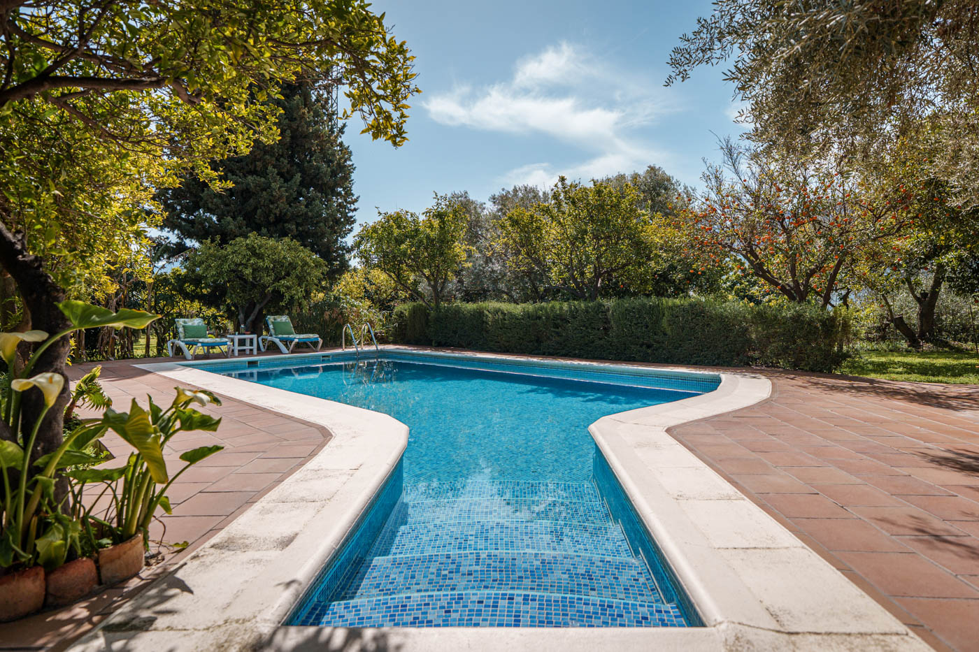 La piscina cuenta con escalones