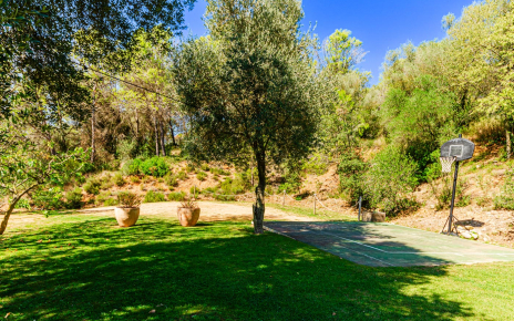 Zona de parking y pista de baloncesto próximas a la casa