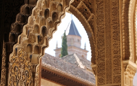 Details of Moorish architecture inside the Alhambra Palace