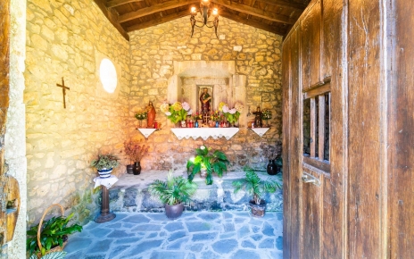 Inside the chapel which belongs to the farmstead