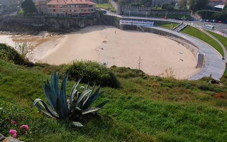 Urban beach in the coastal town of Llanes