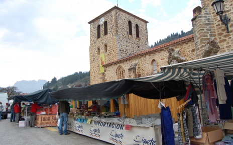 Street market in Potes the capital of Liebana region