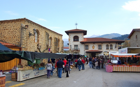 Monday street market in Potes, the oldest market in Spain