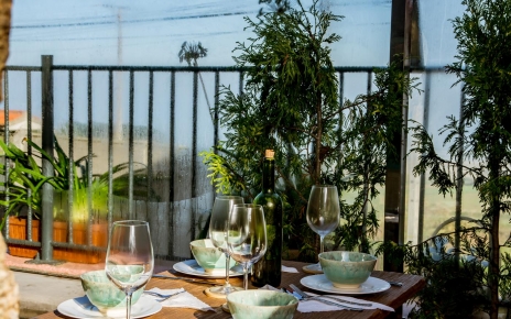 Enjoy sea views while dining al fresco by pool