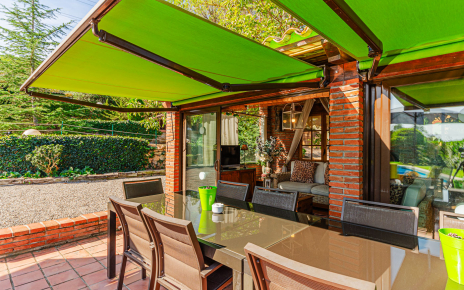 Awnings by pool house