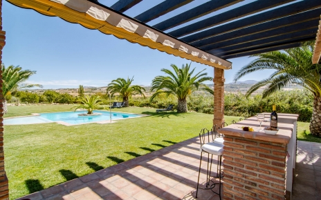 Pool bar with fridge and sink