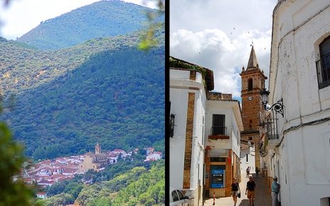 Alajar street and Alajar in the distance