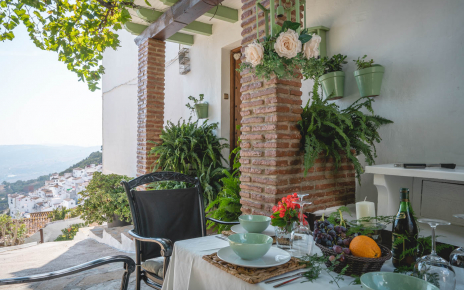 Shaded terrace by the entrance to the house