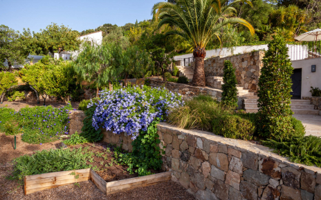 Market gardens for guests on lower terraced banks