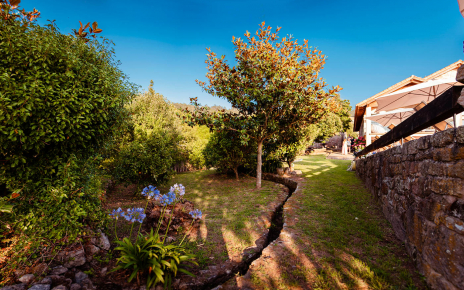 A stream of water crosses the finca