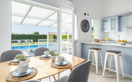 Dining area with very large window