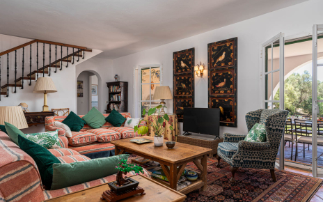 Living space with doors to porch