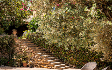 Escaleras de piscina a la casa (sin protección)