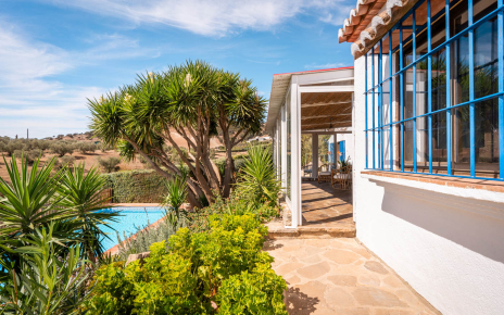 Covered terrace along the villa