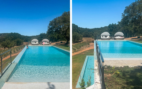The main pool flows over a second splash pool 