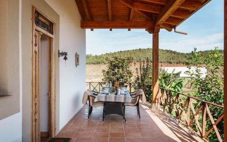 Door to kitchen (the modern olive oil mill is in the distance)