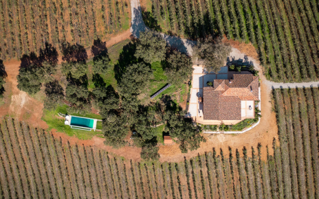 Villa and pool area seen from above
