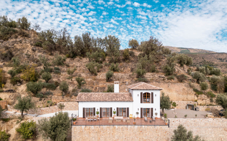 Front terrace and house seen from the air