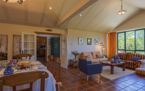 Living/dining area and kitchen behind