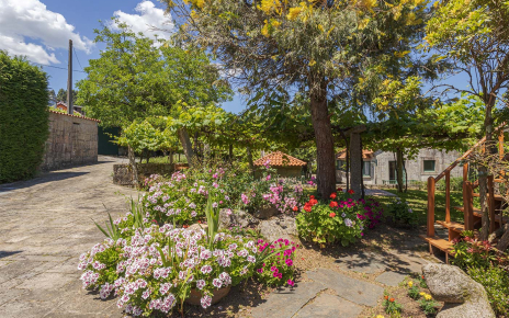 The owner lives in a house across the garden