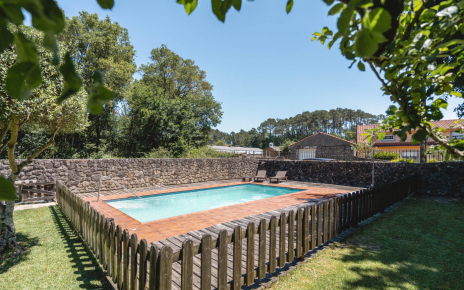 Gated pool is separated from the villa by a very short path