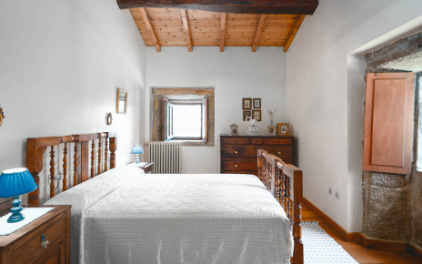 Bedroom 1: Double bed and en suite shower room