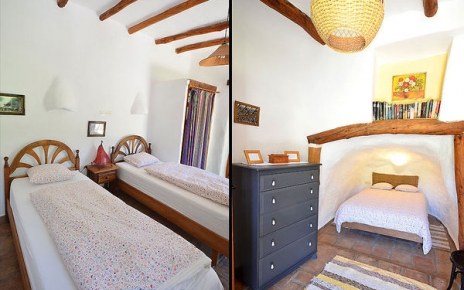 Beamed ceiling in bedrooms